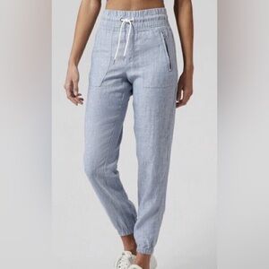 Athleta Cabo Linen Jogger Pants Light Blue Women’s Size 8